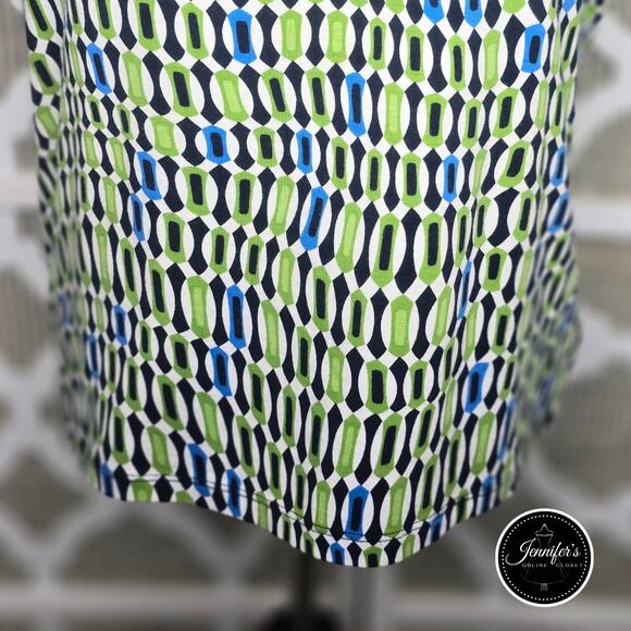 3/$25 Charter Club Petite Black Green White Geometric Square Neck Top Size PM - Picture 6 of 11